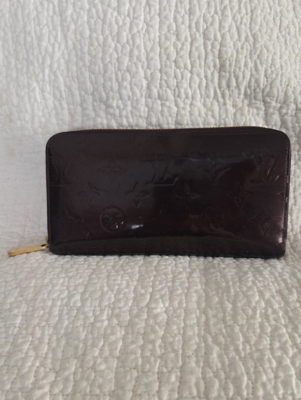 Louis Vuitton Patent Monogram Zip Wallet in Dark Plum